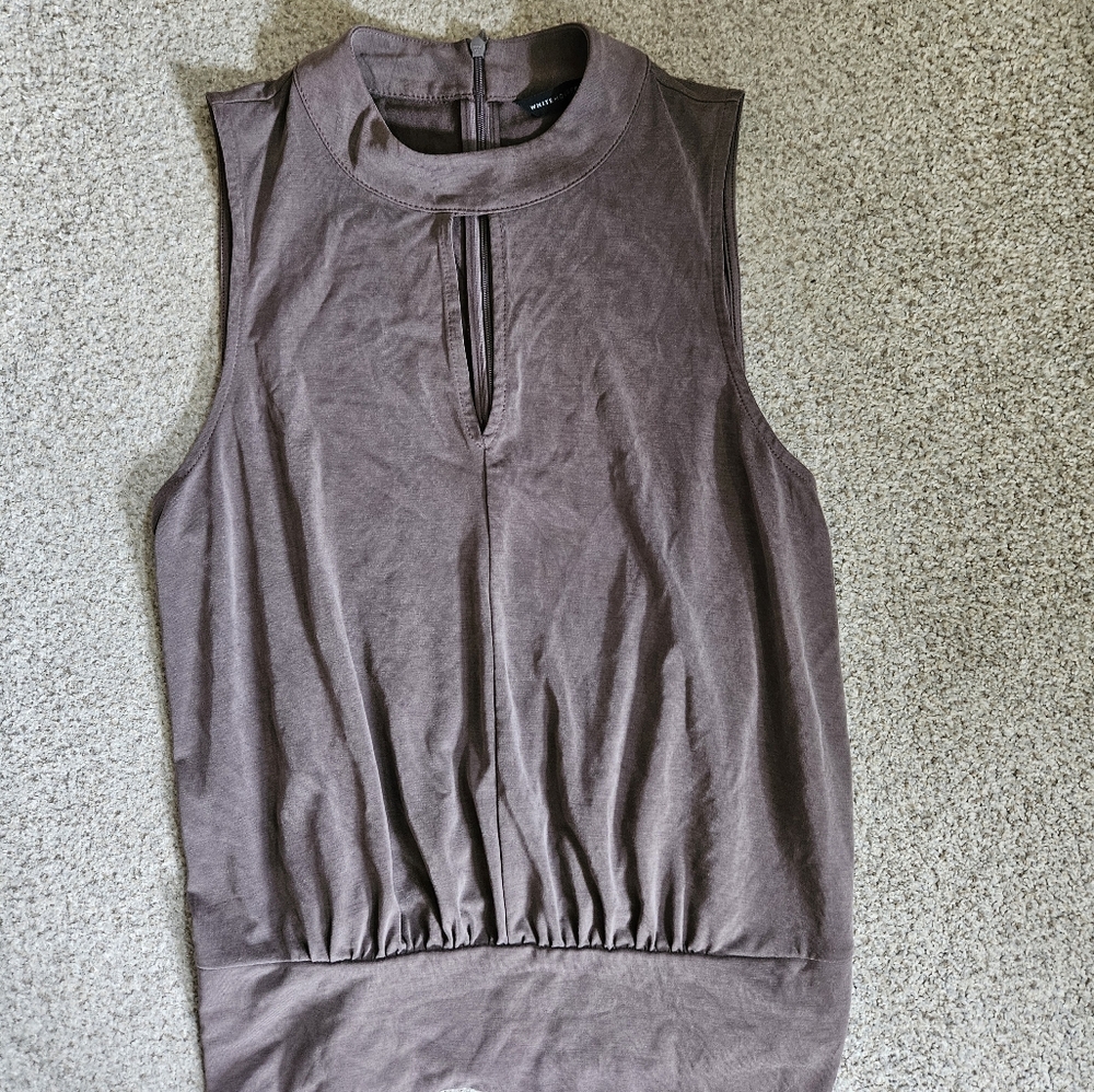 White House Black Market Sleeveless Taupe Brown Top Medium